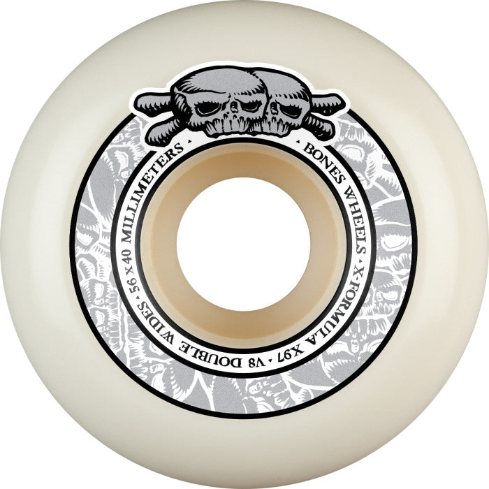 BONES WHEELS X-Formula Skateboard Wheels Double Wides V8 56mm X97 4PK White