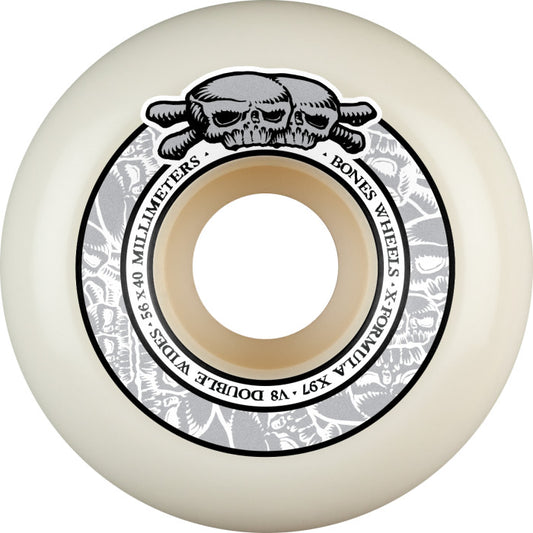 BONES WHEELS X-Formula Skateboard Wheels Double Wides V8 56mm X97 4PK White