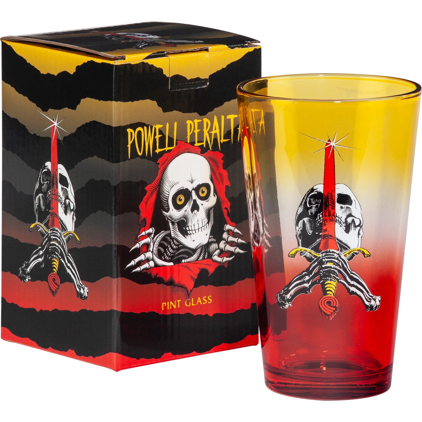 Powell Peralta Skate Graphic Skull & Sword Pint Glass