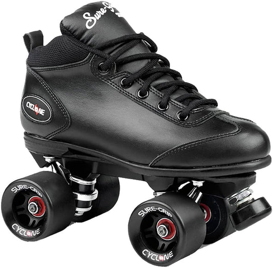 Sure-Grip Cyclone Roller Skate size men 8 Black with swirl black & white wheels