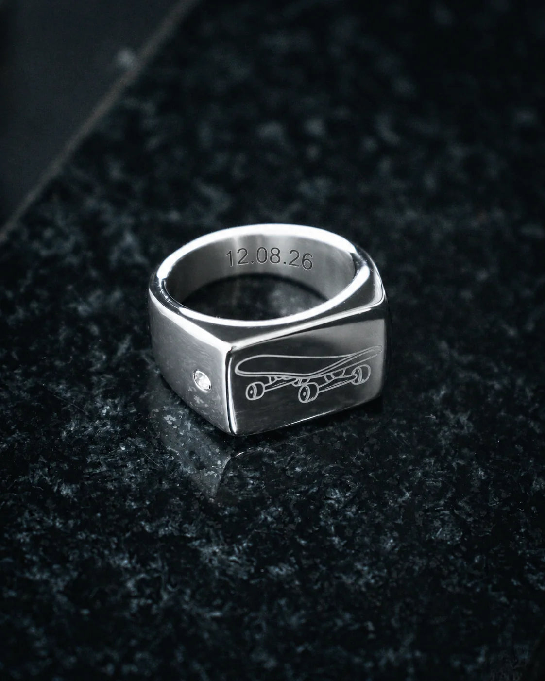 HERMOSA SKATE Skateboard SILVER Ring Custom Engraving