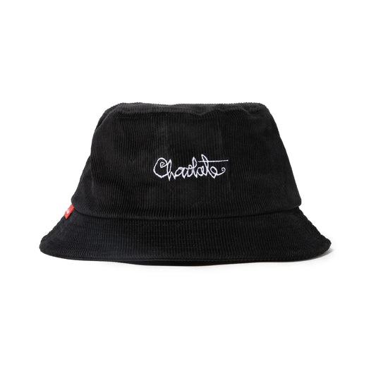 Chocolate 94 Script Corduroy Black Bucket Hat