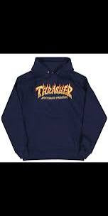 Thrasher flame Hoodie Navy M