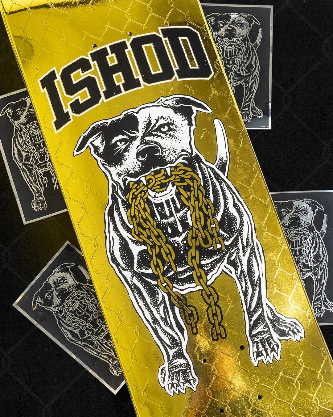 Real Ishod Good Dog V2 Limited Skate Shop Day Gold 8.5 Skateboard Deck