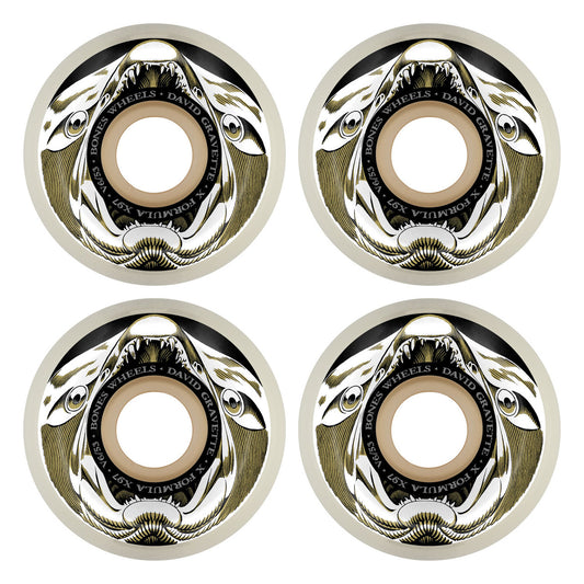 BONES 53mm 97a WHEELS X-FORMULA SKATEBOARD WHEELS GRAVETTE SALMON ILLA V6 WIDECUT X-FORMULA 4PK
