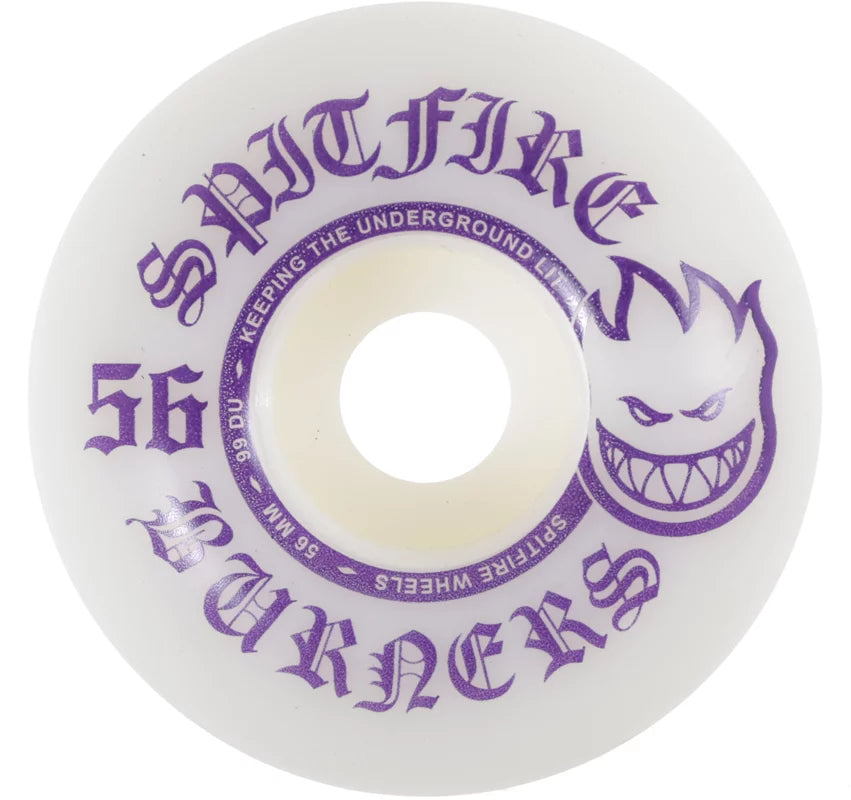 SPITFIRE BURNER SKATEBOARD WHEELS PURPLE 56mm 99a