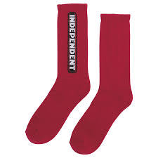 Independent socks bar logo crew red 9 - 11